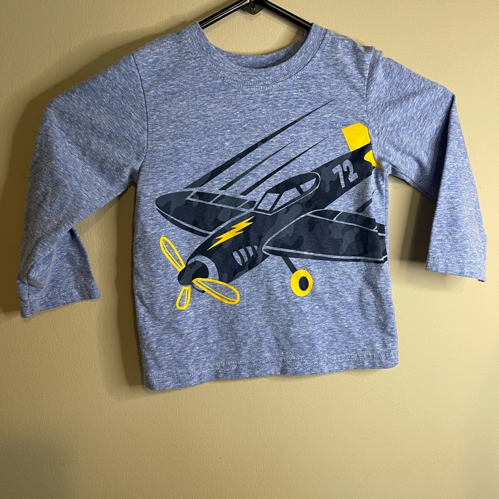 Garanimals long sleeve t-shirt.  Blue with an airplane on front. Boys 2T.